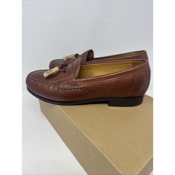 COLE HAAN Pinch Air Tassel Dress Shoes Size 9.5W Saddle Tan Leather Loafers NEW main image 8